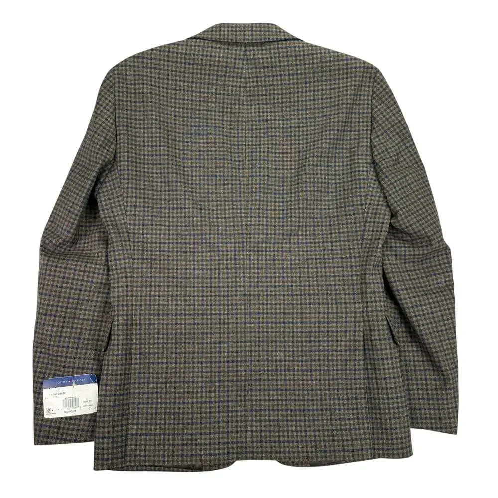 Tommy Hilfiger Mens Modern Fit Conrad Check Plaid Sport Coat Brown Blue 36S